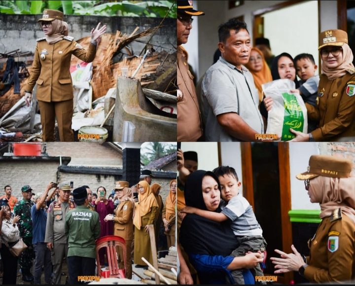 Bupati Pesawaran Tinjau Rumah Warga yang Roboh Akibat Hujan dan Angin Kencang, Sejumlah Bantuan Turut Diberikan