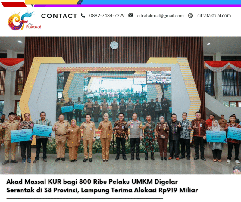 Akad Massal KUR bagi 800 Ribu Pelaku UMKM Digelar Serentak di 38 Provinsi, Lampung Terima Alokasi Rp919 Miliar