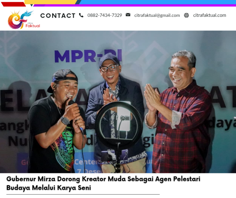 Gubernur Mirza Dorong Kreator Muda Sebagai Agen Pelestari Budaya Melalui Karya Seni