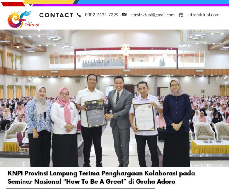 KNPI Provinsi Lampung Terima Penghargaan Kolaborasi pada Seminar Nasional “How To Be A Great” di Graha Adora