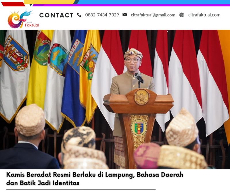 Kamis Beradat Resmi Berlaku di Lampung, Bahasa Daerah dan Batik Jadi Identitas