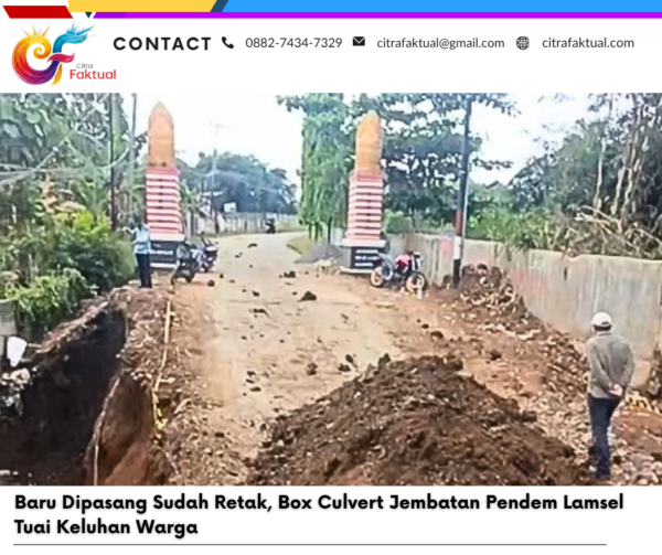 Baru Dipasang Sudah Retak, Box Culvert Jembatan Pendem Lamsel Tuai Keluhan Warga