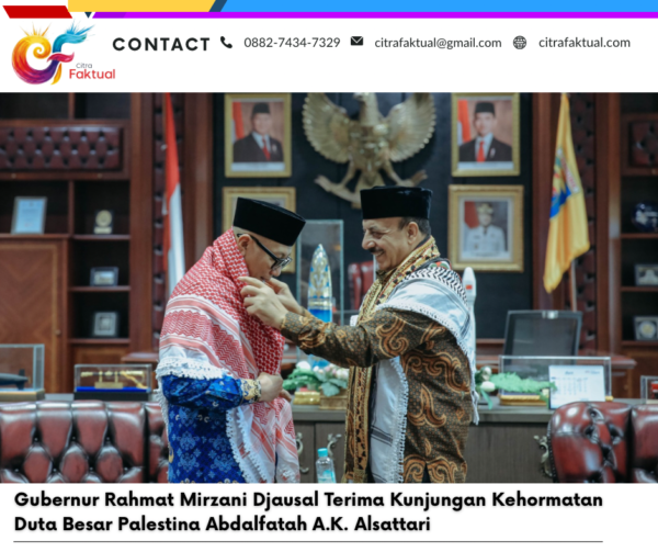 Gubernur Rahmat Mirzani Djausal Terima Kunjungan Kehormatan Duta Besar Palestina Abdalfatah A.K. Alsattari